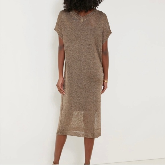 Tuckernuck Bronze Metallic Knit Indie Midi Dress-Brown-Women’s M-Party-Cocktail - Picture 4 of 16